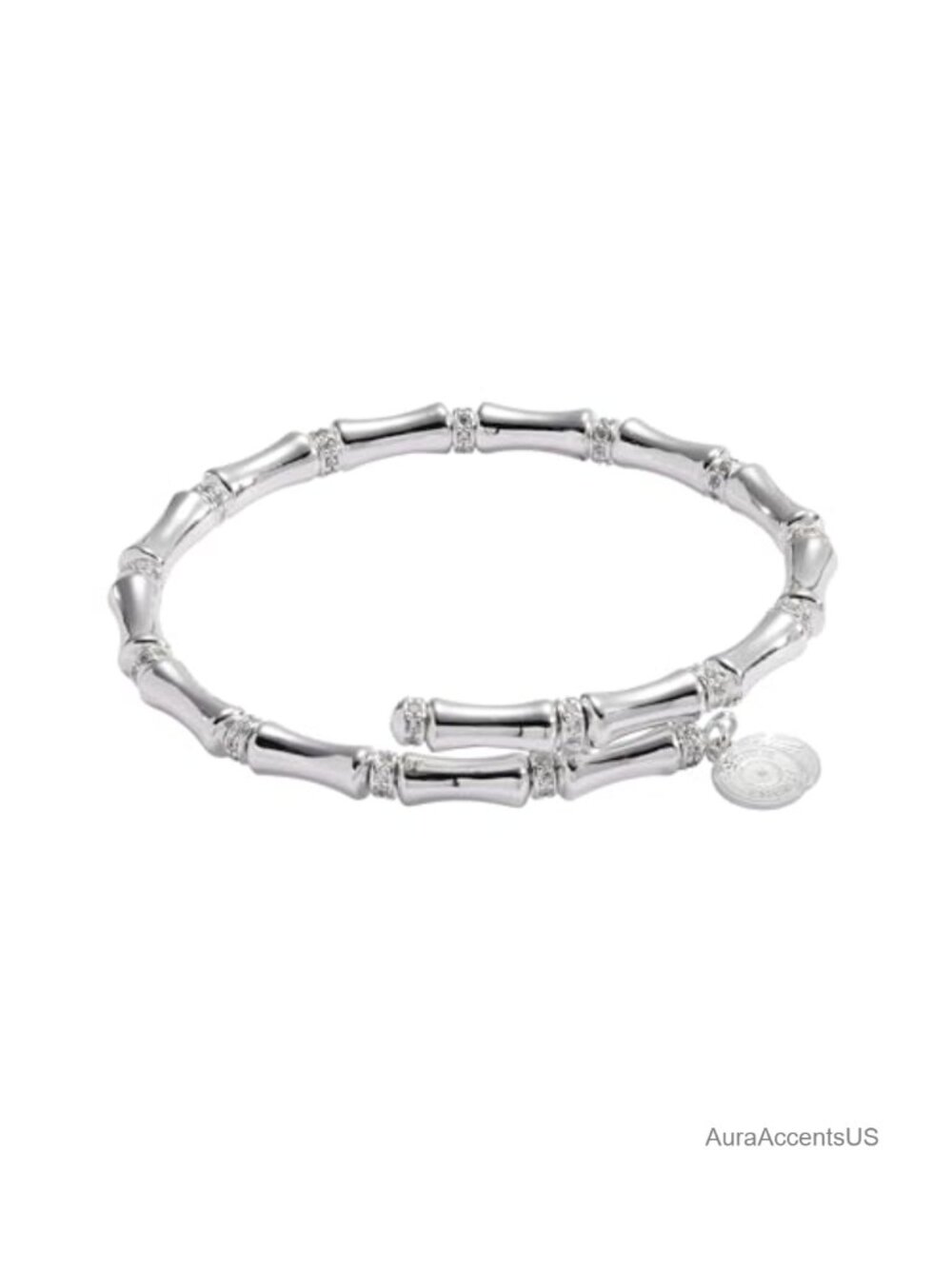 Bamboo Wrap Bracelet Brass 925 Silver Charm Bangle